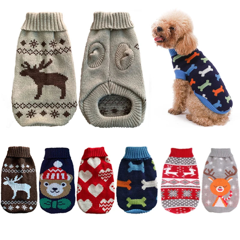 Knitted Winter Dog Sweater - Warm Coat for Small to Medium Dogs and Cats