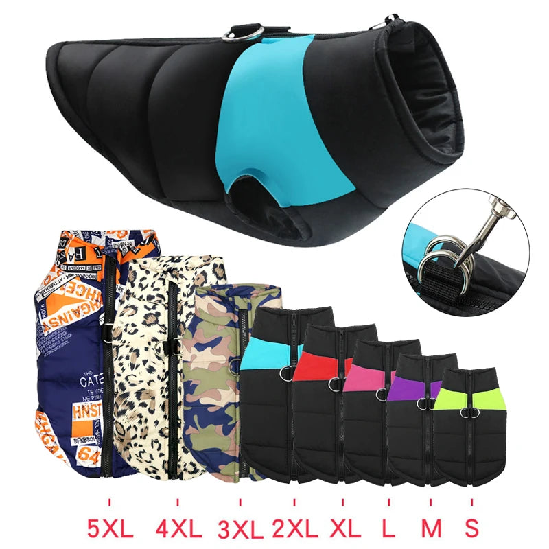Waterproof Padded Winter Dog Coat - Warm Vest Jacket for Small to Large Dogs