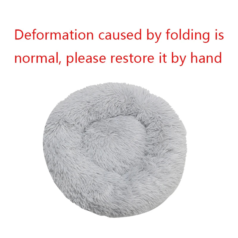 Plush Round Dog Bed - Washable