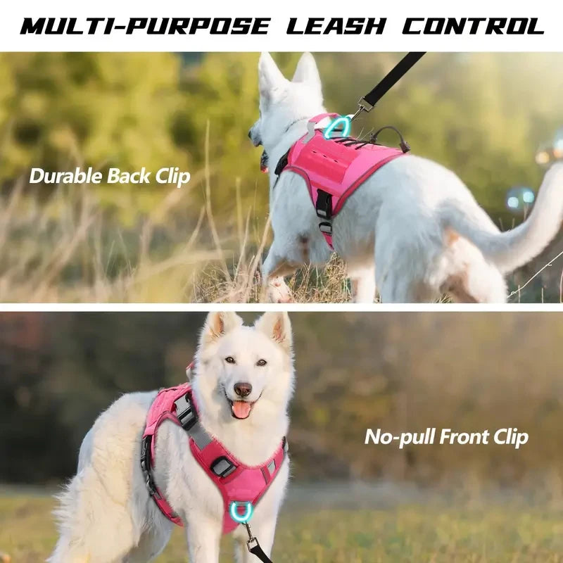 Adjustable No-Pull Tactical Dog Harness - Reflective Military Vest with Handle for Large Dogs
