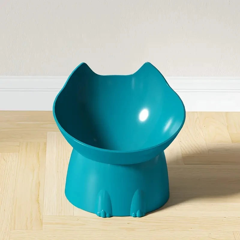 Elevated Cat Bowl - Raised Tilted Feeding Dish with Anti-Tip Base & Neck Protection