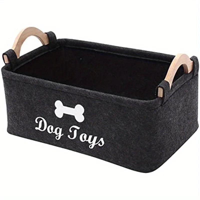 Felt Pet Toy Storage Box - Organiser Basket for Dog Toys, Blankets & Accessories