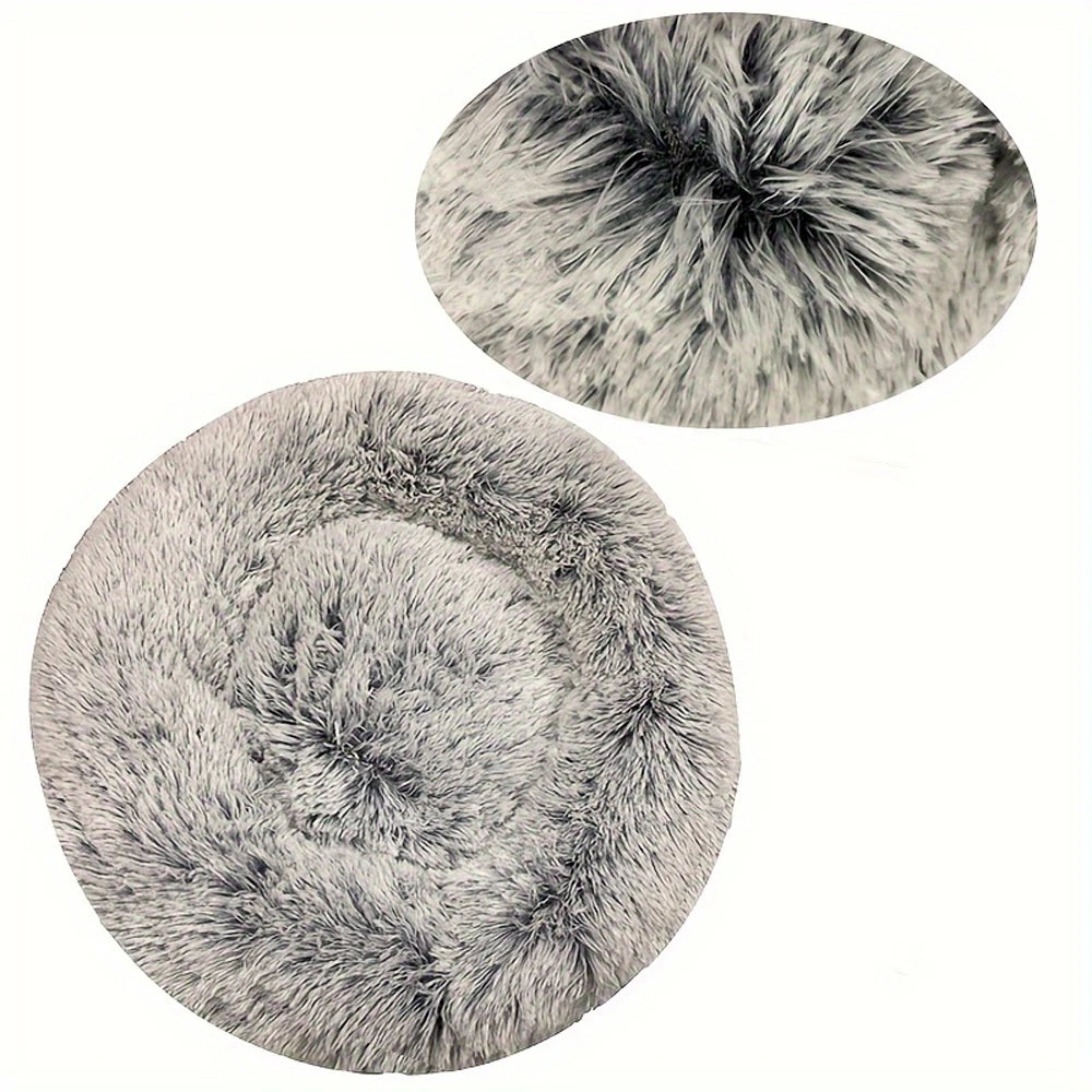 Plush Round Dog Bed - Washable