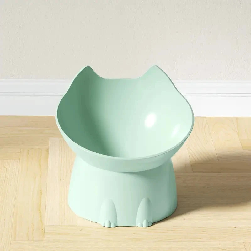 Elevated Cat Bowl - Raised Tilted Feeding Dish with Anti-Tip Base & Neck Protection