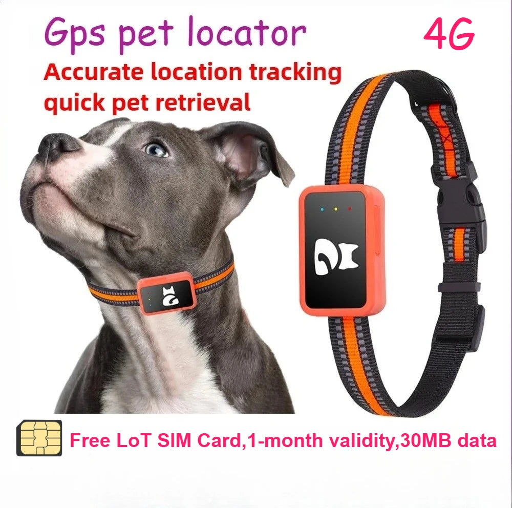 4G GPS Tracker for Dogs & Cats - Waterproof Pet Locator with Health Monitor