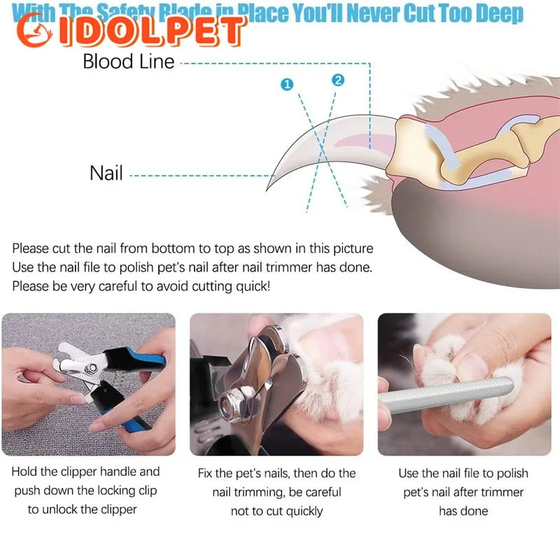 Professional Pet Nail Clipper with Safety Guard - Stainless Steel for Dogs & Cats