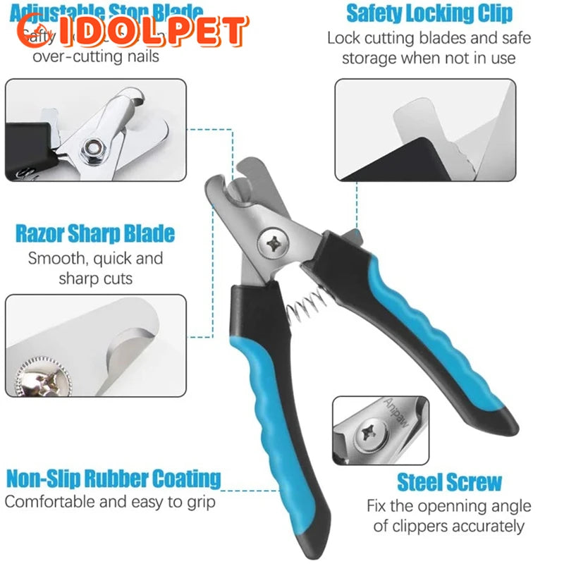 Professional Pet Nail Clipper with Safety Guard - Stainless Steel for Dogs & Cats