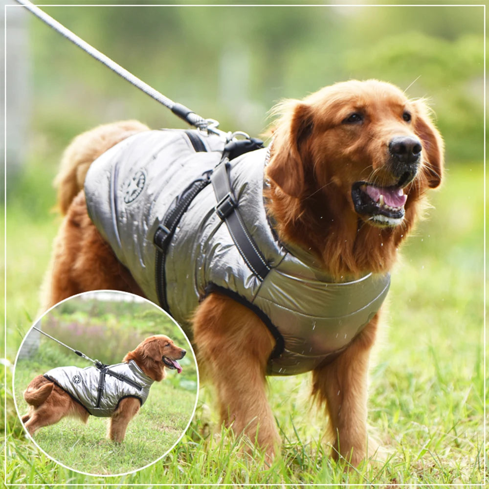 Waterproof Dog Coat with Built-in Harness - Winter Jacket for Large Dogs