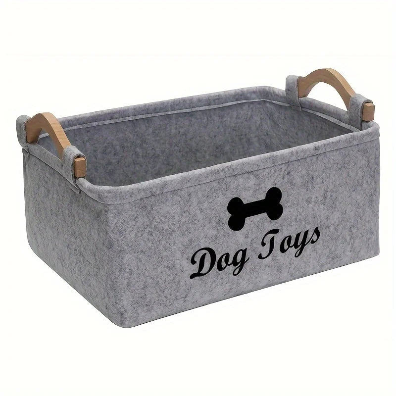 Felt Pet Toy Storage Box - Organiser Basket for Dog Toys, Blankets & Accessories