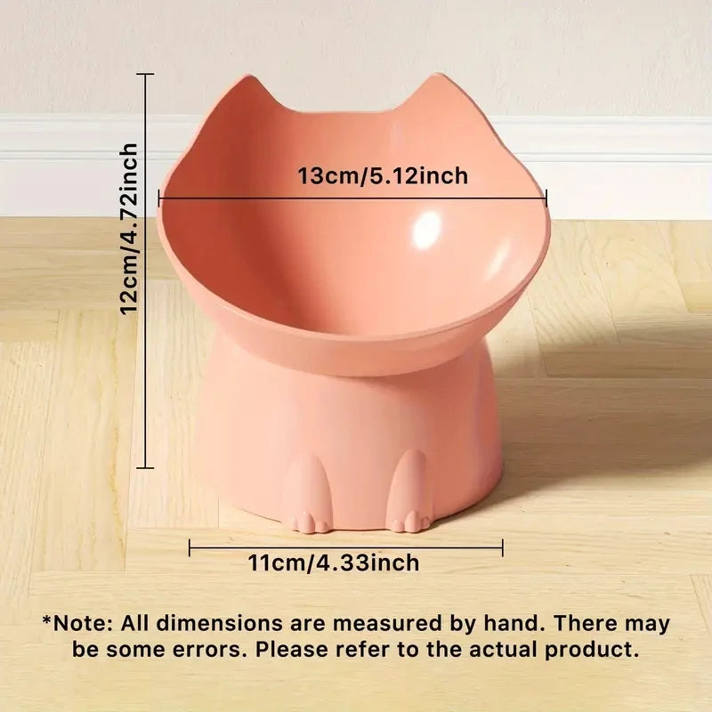 Elevated Cat Bowl - Raised Tilted Feeding Dish with Anti-Tip Base & Neck Protection