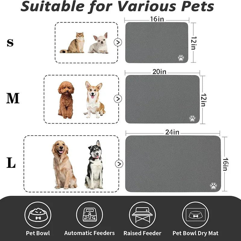Absorbent Pet Feeding Mat - Quick Dry