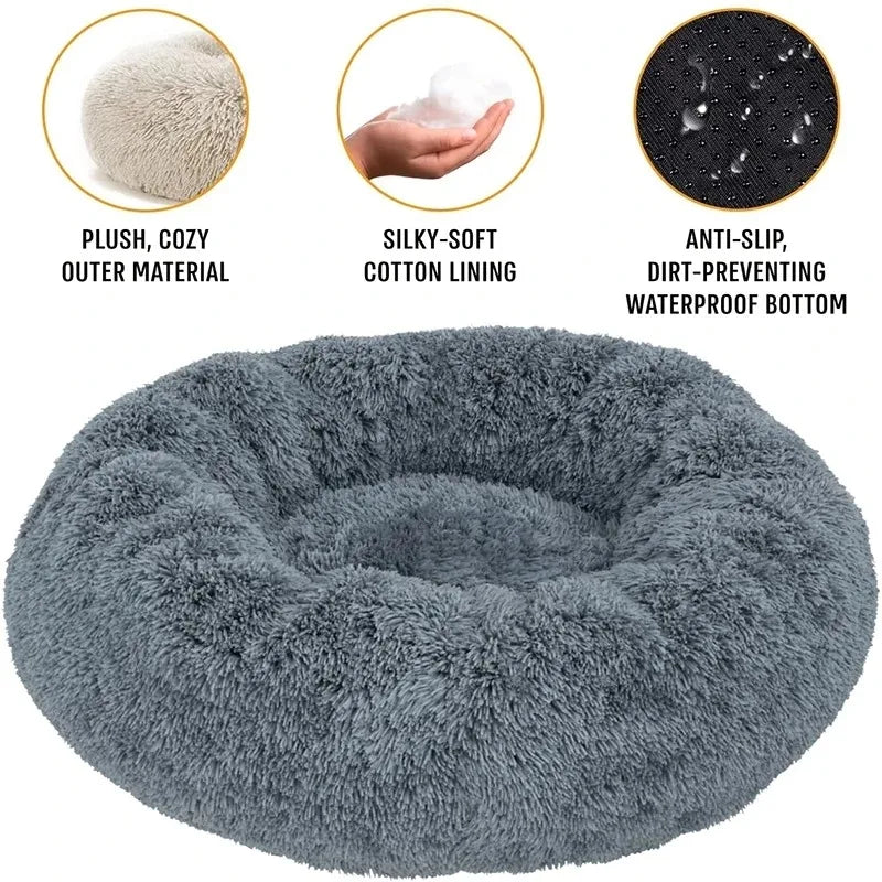 Plush Round Dog Bed - Washable