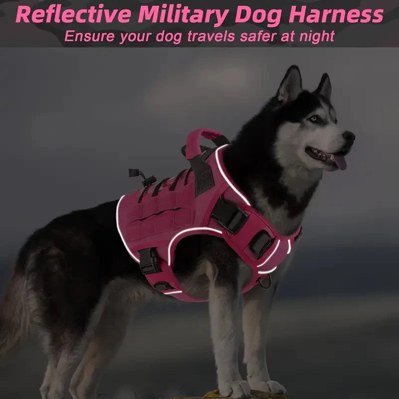 Adjustable No-Pull Tactical Dog Harness - Reflective Military Vest with Handle for Large Dogs