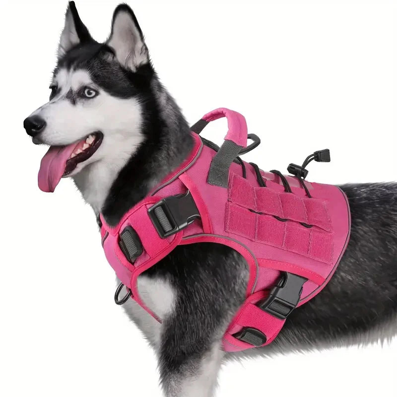 Adjustable No-Pull Tactical Dog Harness - Reflective Military Vest with Handle for Large Dogs