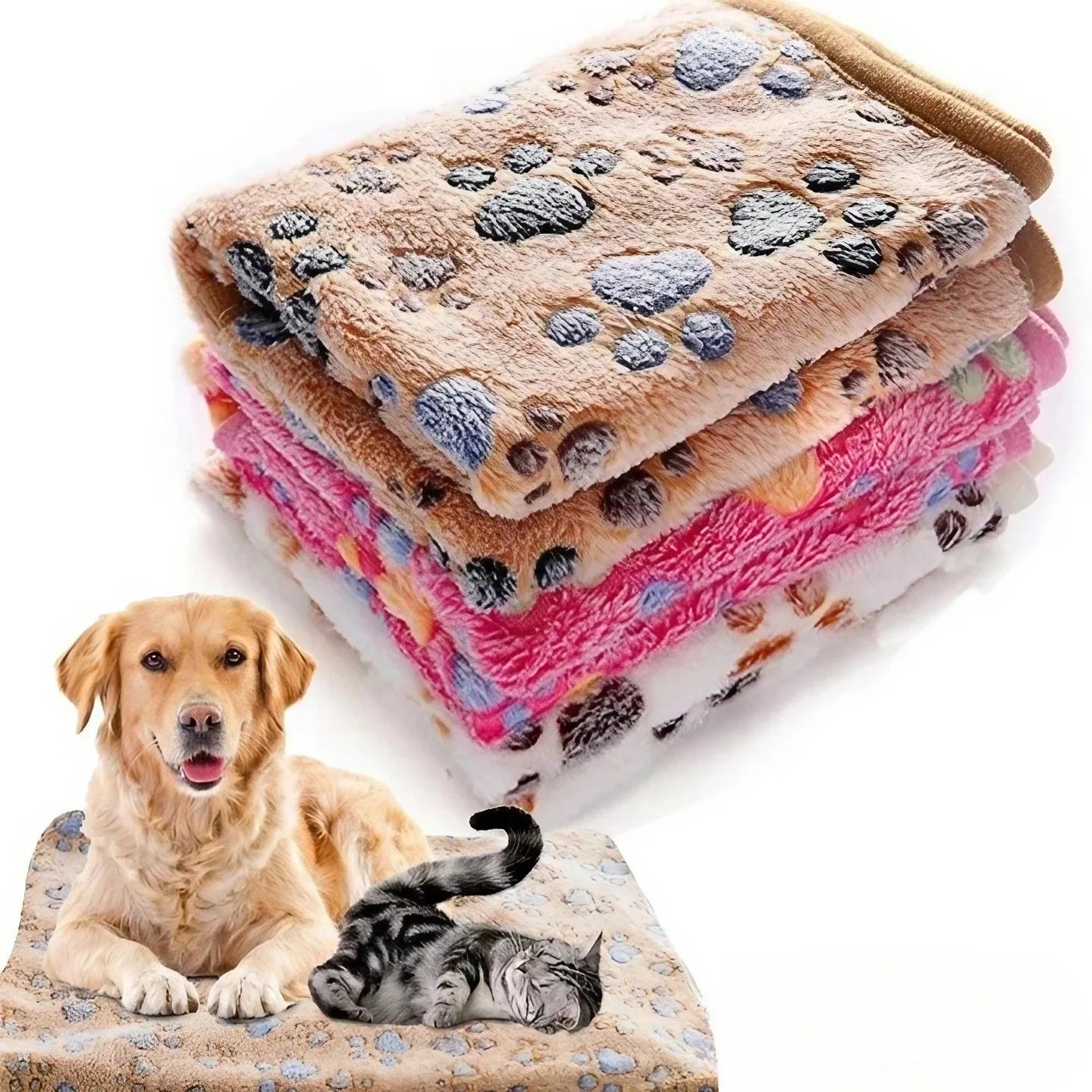Soft Coral Fleece Pet Blanket - Warm Comfortable Mat for Dogs and Cats