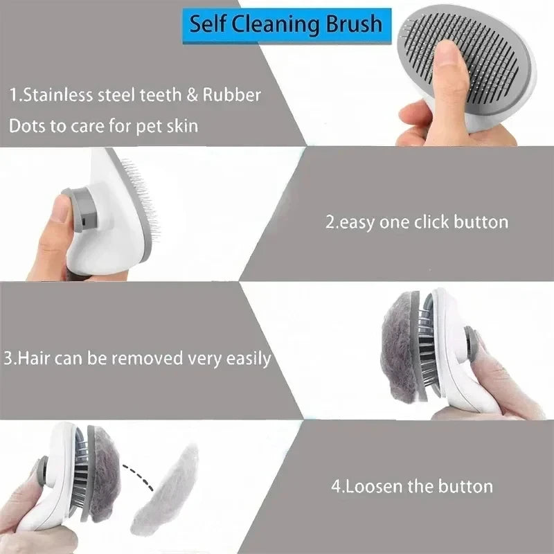 Self-Cleaning Pet Brush for Dogs & Cats