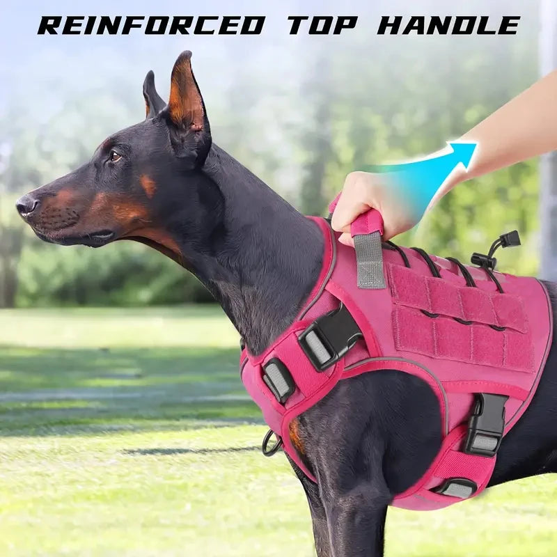 Adjustable No-Pull Tactical Dog Harness - Reflective Military Vest with Handle for Large Dogs