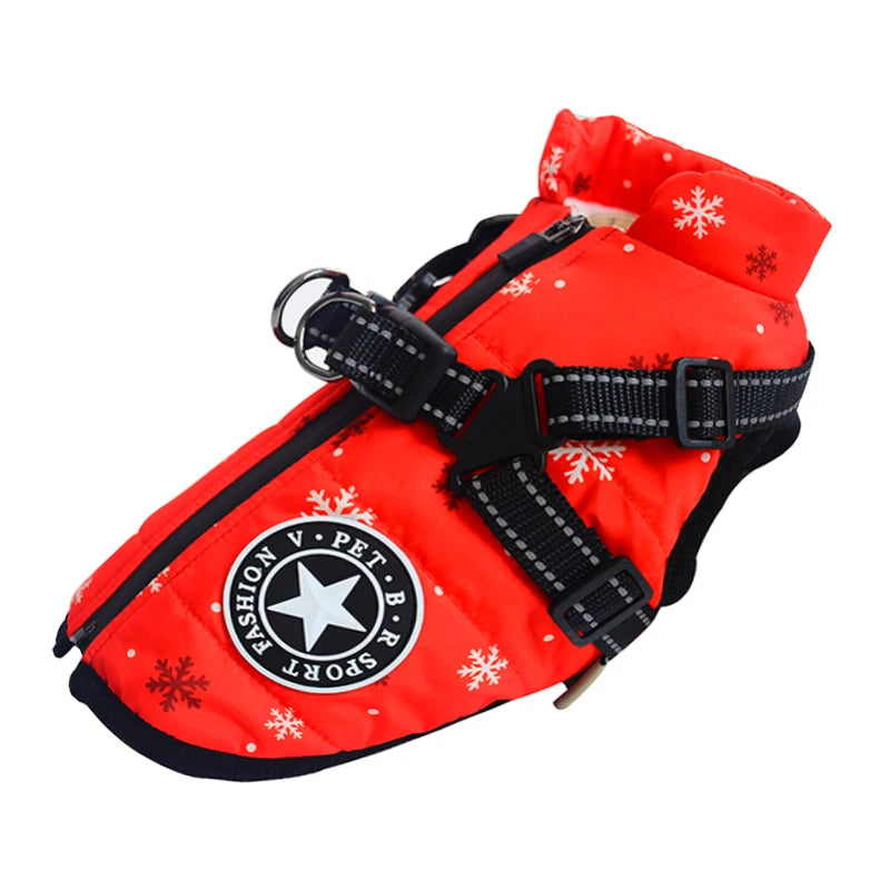 Waterproof Dog Coat with Built-in Harness - Winter Jacket for Large Dogs