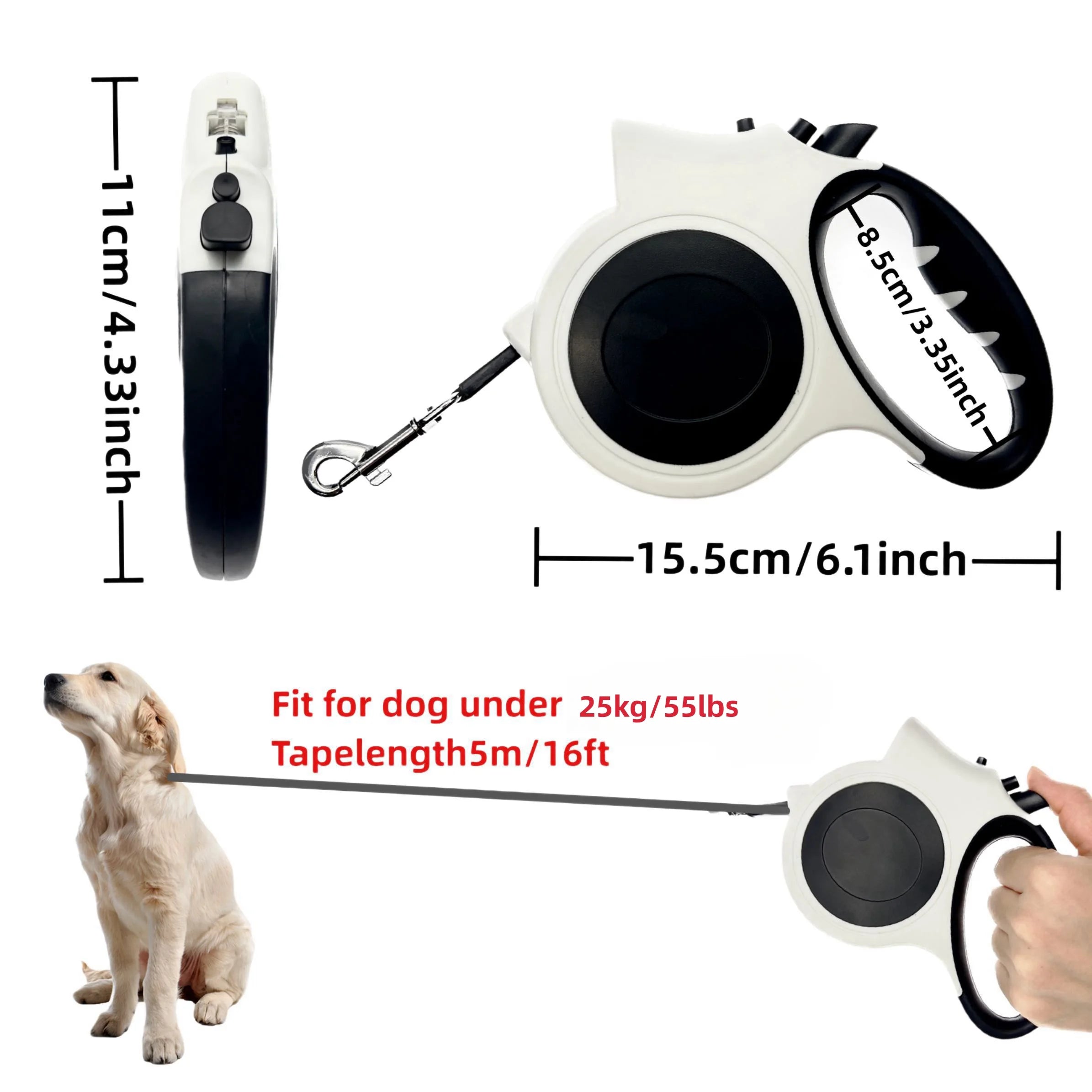 Illuminated Retractable Dog Leash - 16ft