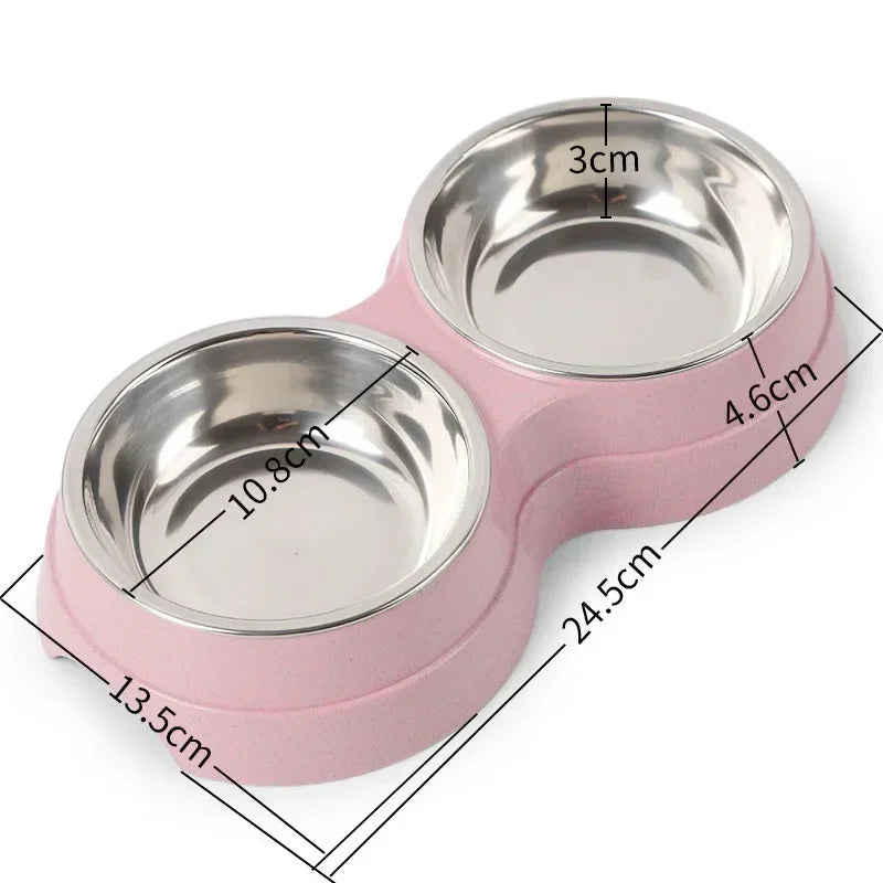 Double Pet Bowl Set - Stainless Steel